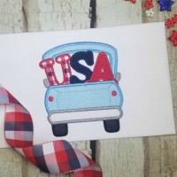 Truck with USA Machine Applique Design - Satin Stitch